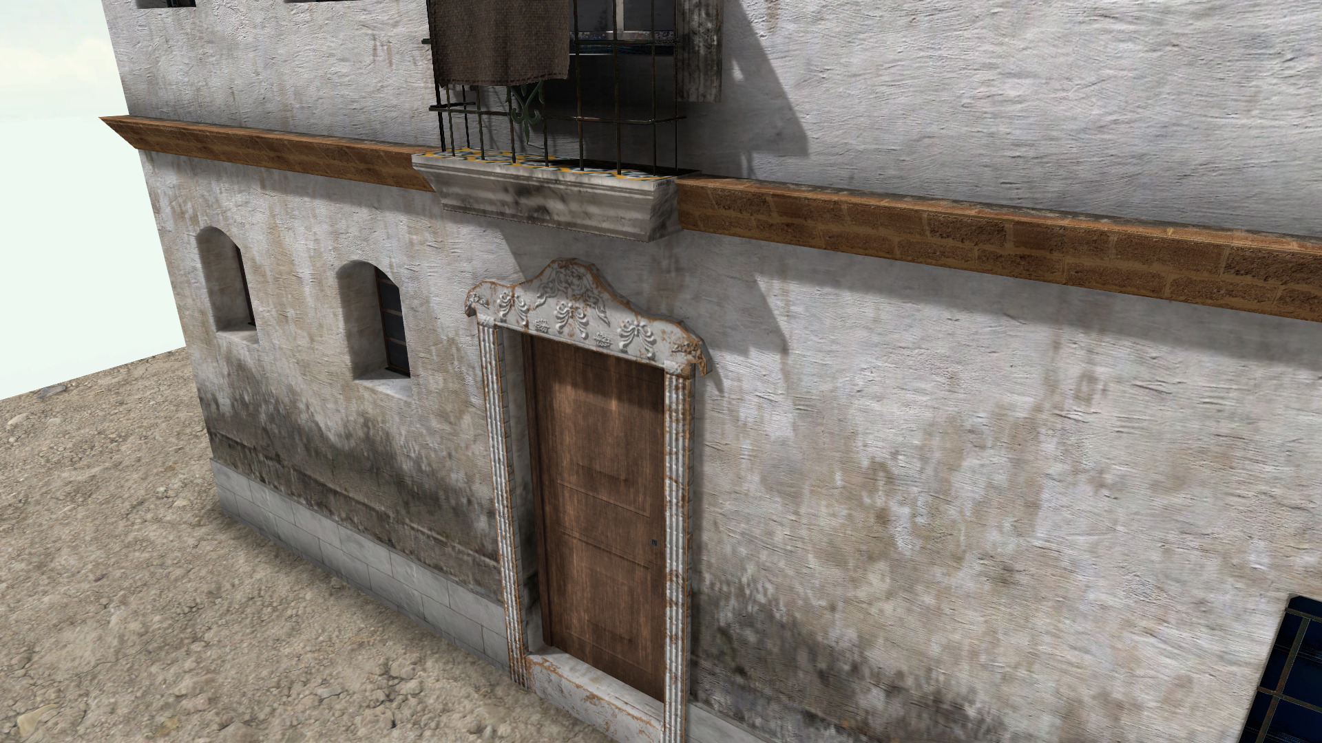 Old High-Quality 3D Colonial House Low-poly 3D model_2