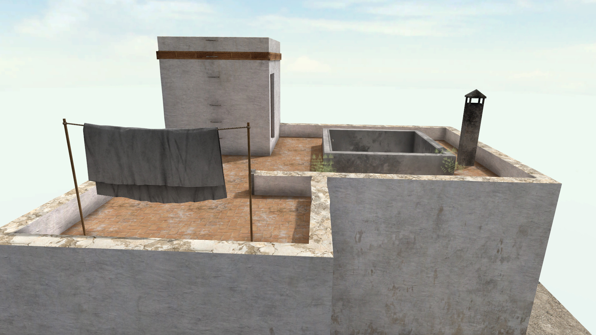 Old High-Quality 3D Colonial House Low-poly 3D model_5