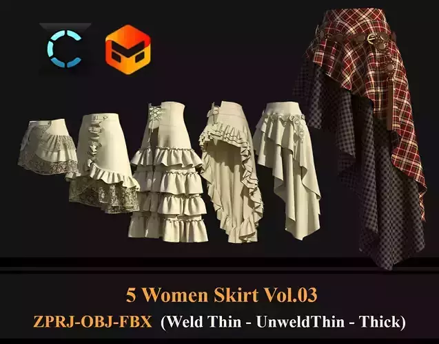 5 Women Skirts Vol 03 -  Marvelous designer - Clo3d