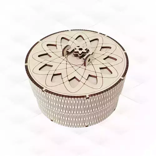 Gift jewelry box round design laser cutting template 