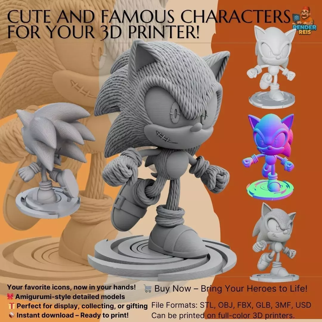 Sonic the Hedgehog Knit Figure 3D Print Model 3D model_0