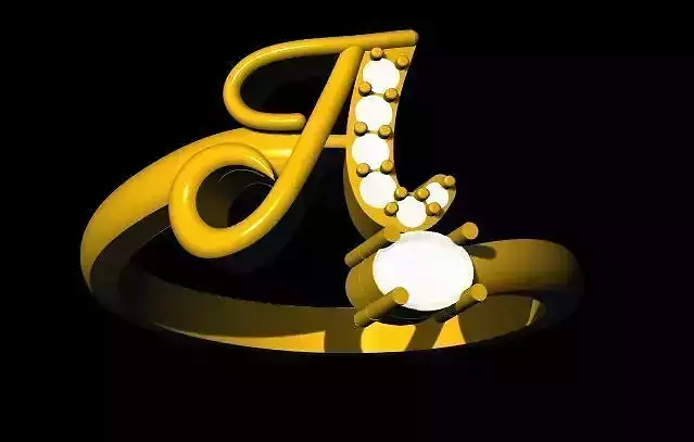letter A diamond ring 3dm file