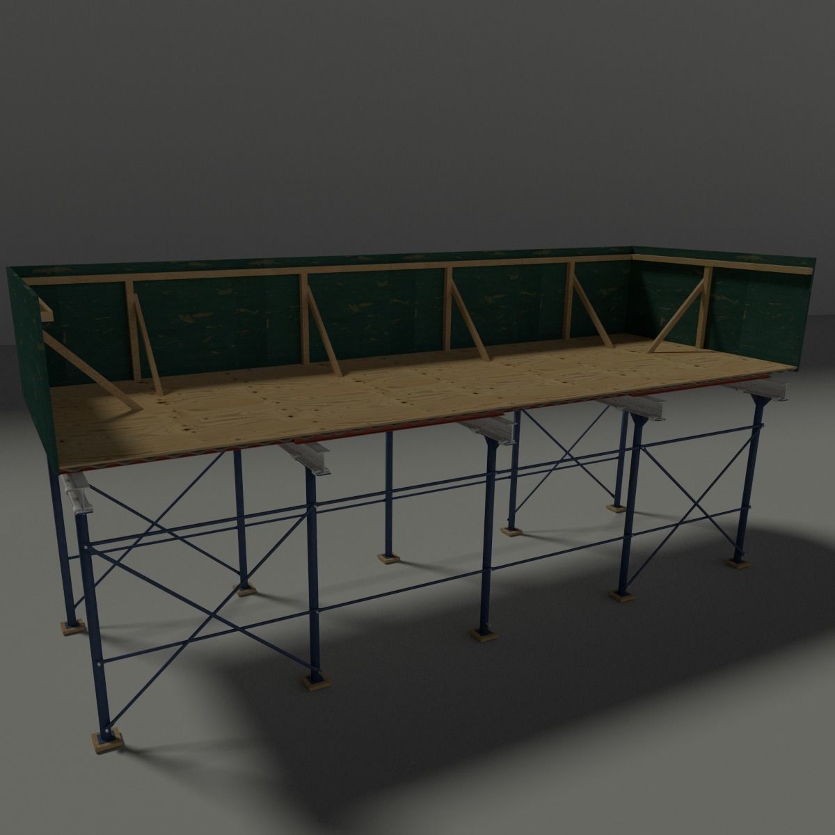 NYC Sidewalk Shed Low-poly 3D model_3