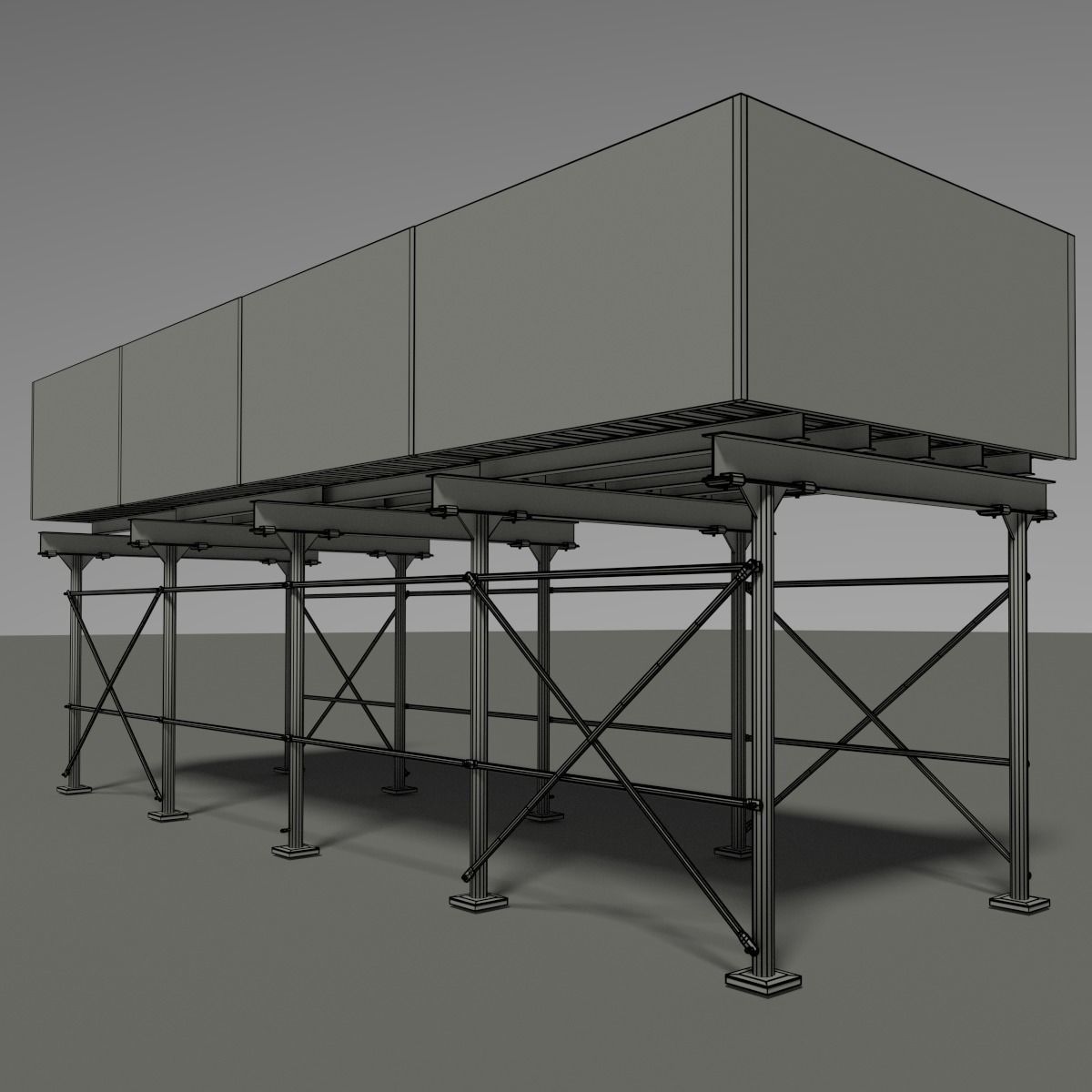 NYC Sidewalk Shed Low-poly 3D model_7