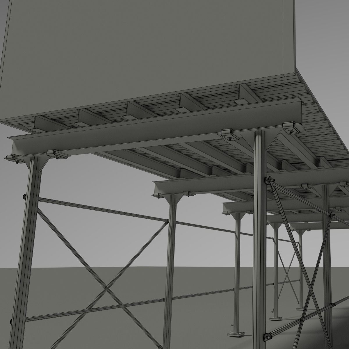 NYC Sidewalk Shed Low-poly 3D model_5