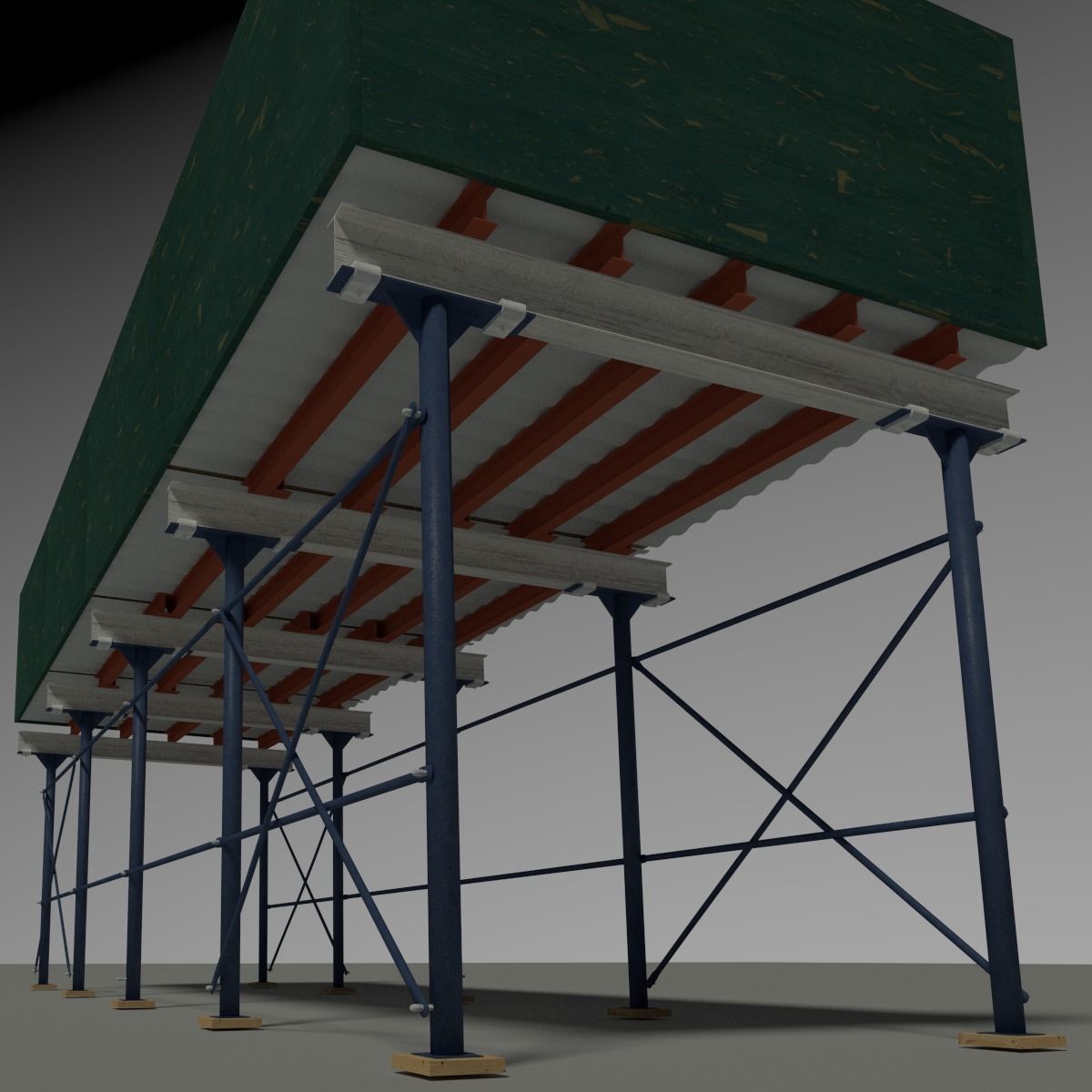 NYC Sidewalk Shed Low-poly 3D model_4