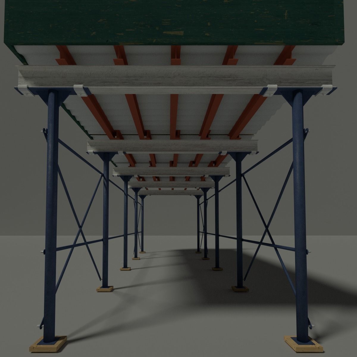 NYC Sidewalk Shed Low-poly 3D model_2