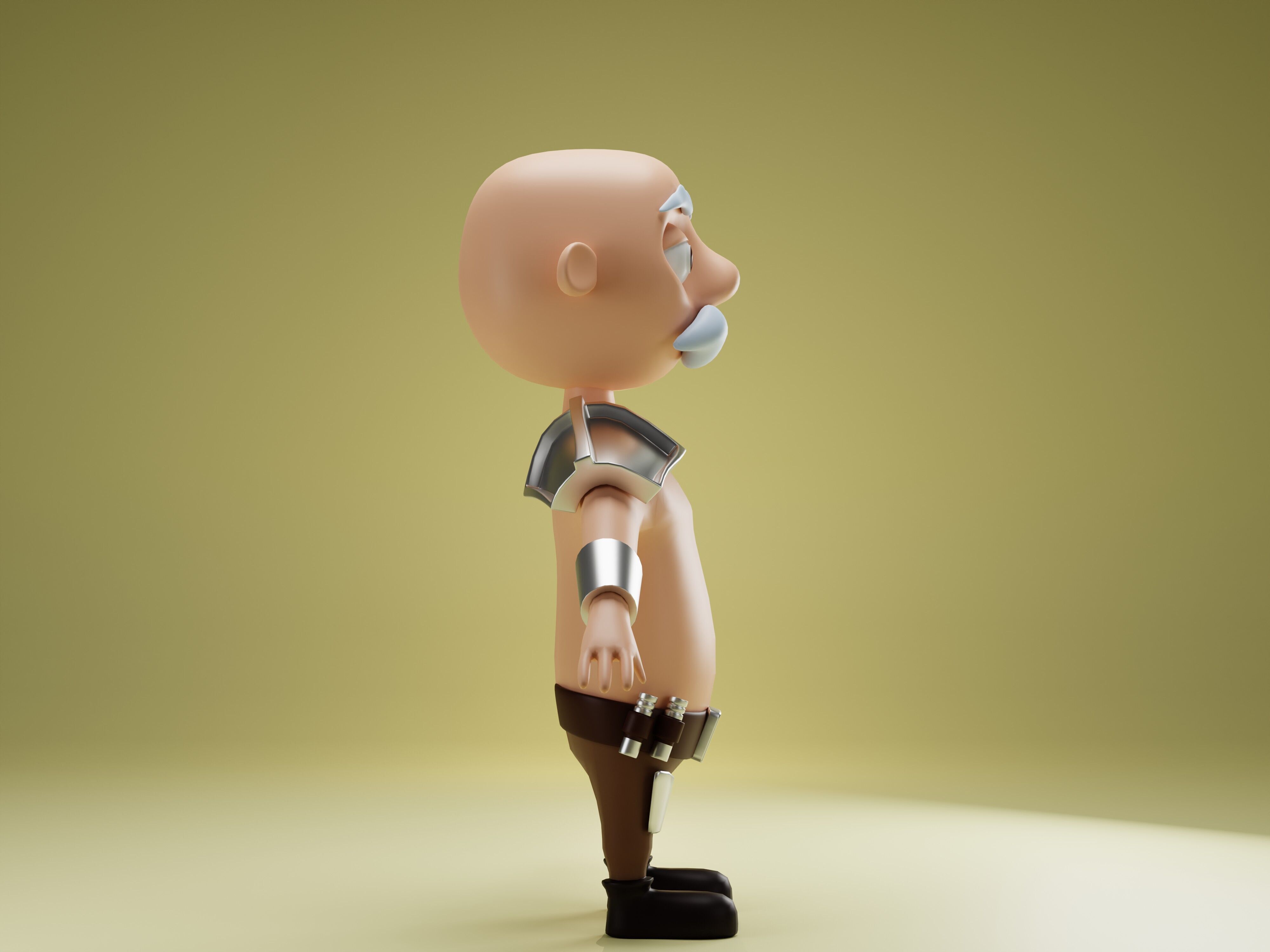 Old Man Warrior Cartoon Character Free 3D model_3