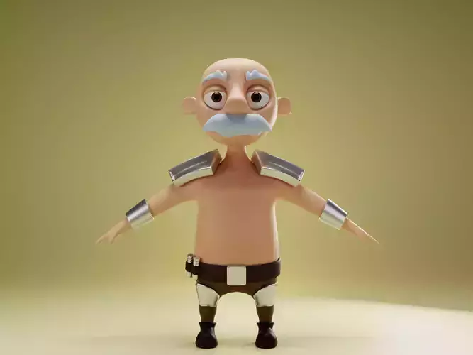 Old Man Warrior Cartoon Character Free 3D model Old Man Warrior Cartoon Character Free 3D model