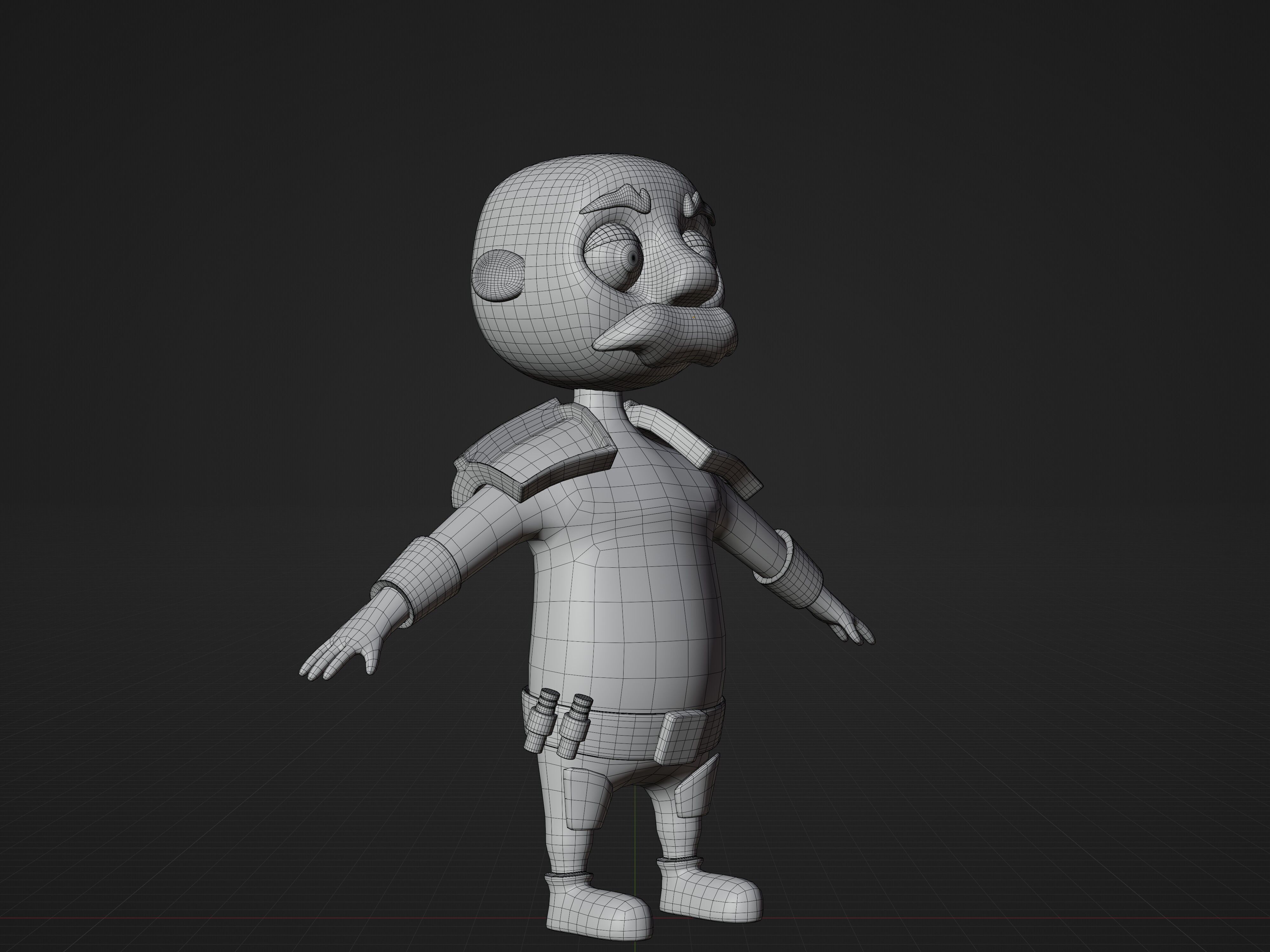 Old Man Warrior Cartoon Character Free 3D model_7