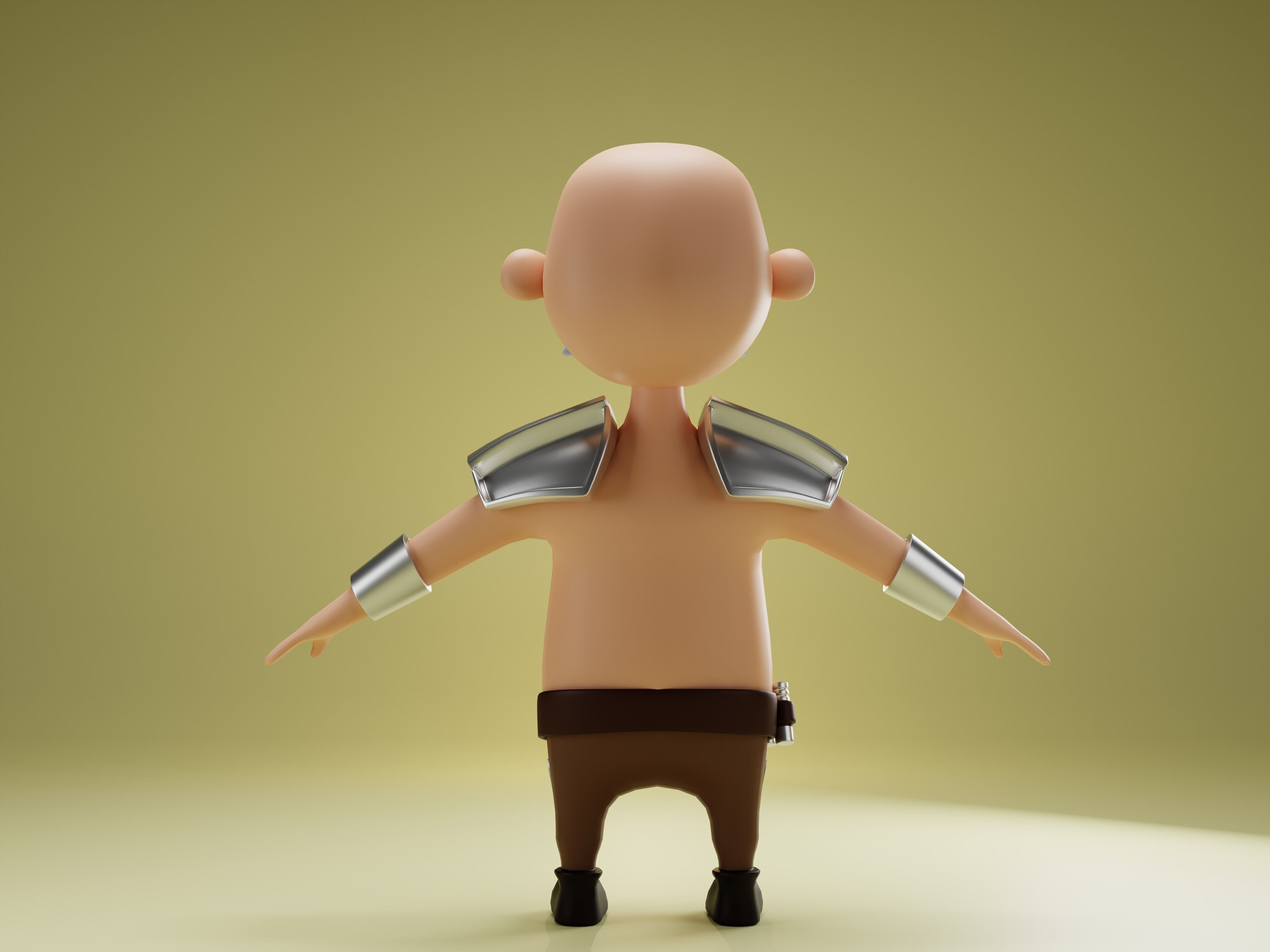 Old Man Warrior Cartoon Character Free 3D model_4