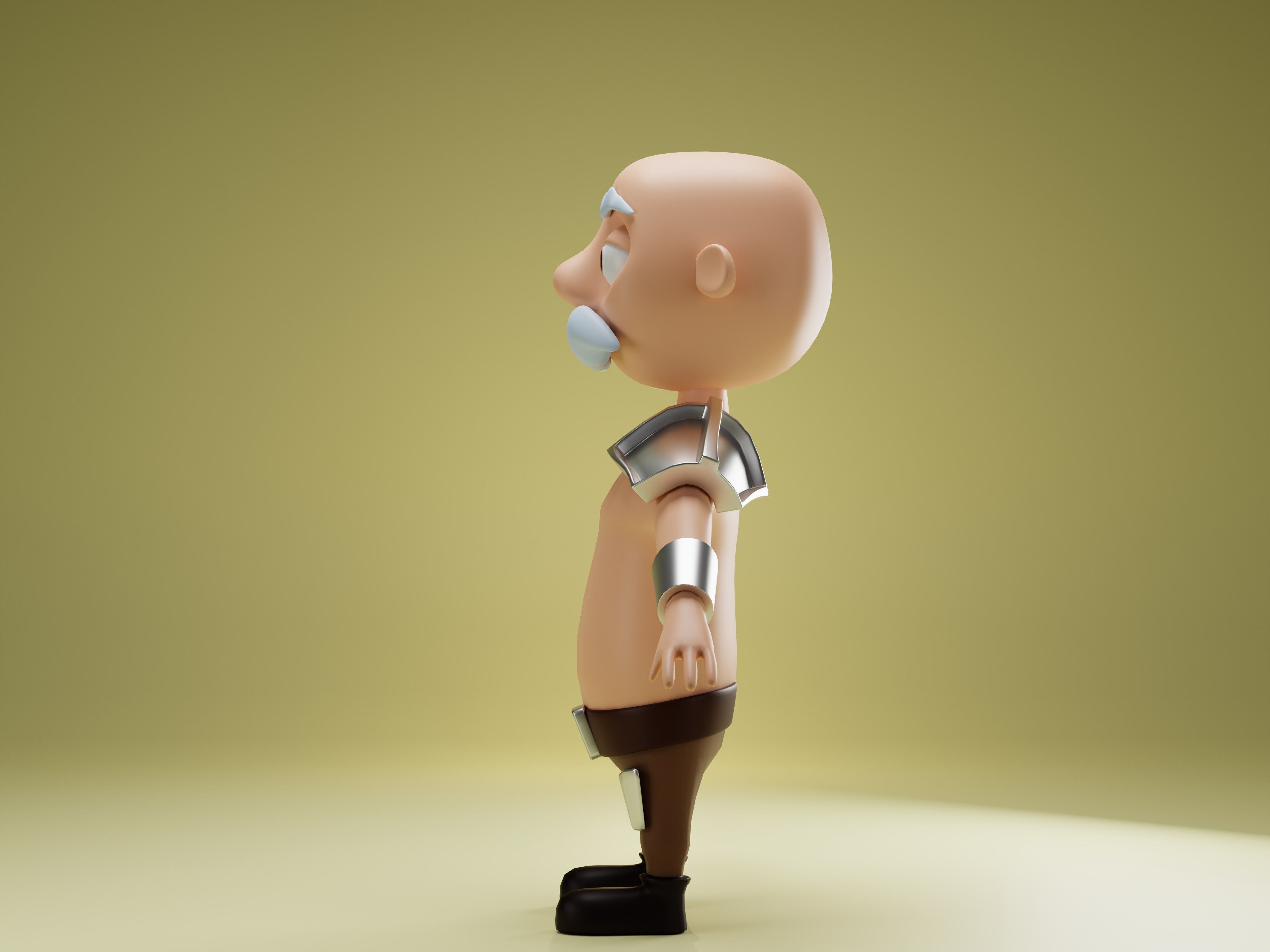 Old Man Warrior Cartoon Character Free 3D model_5