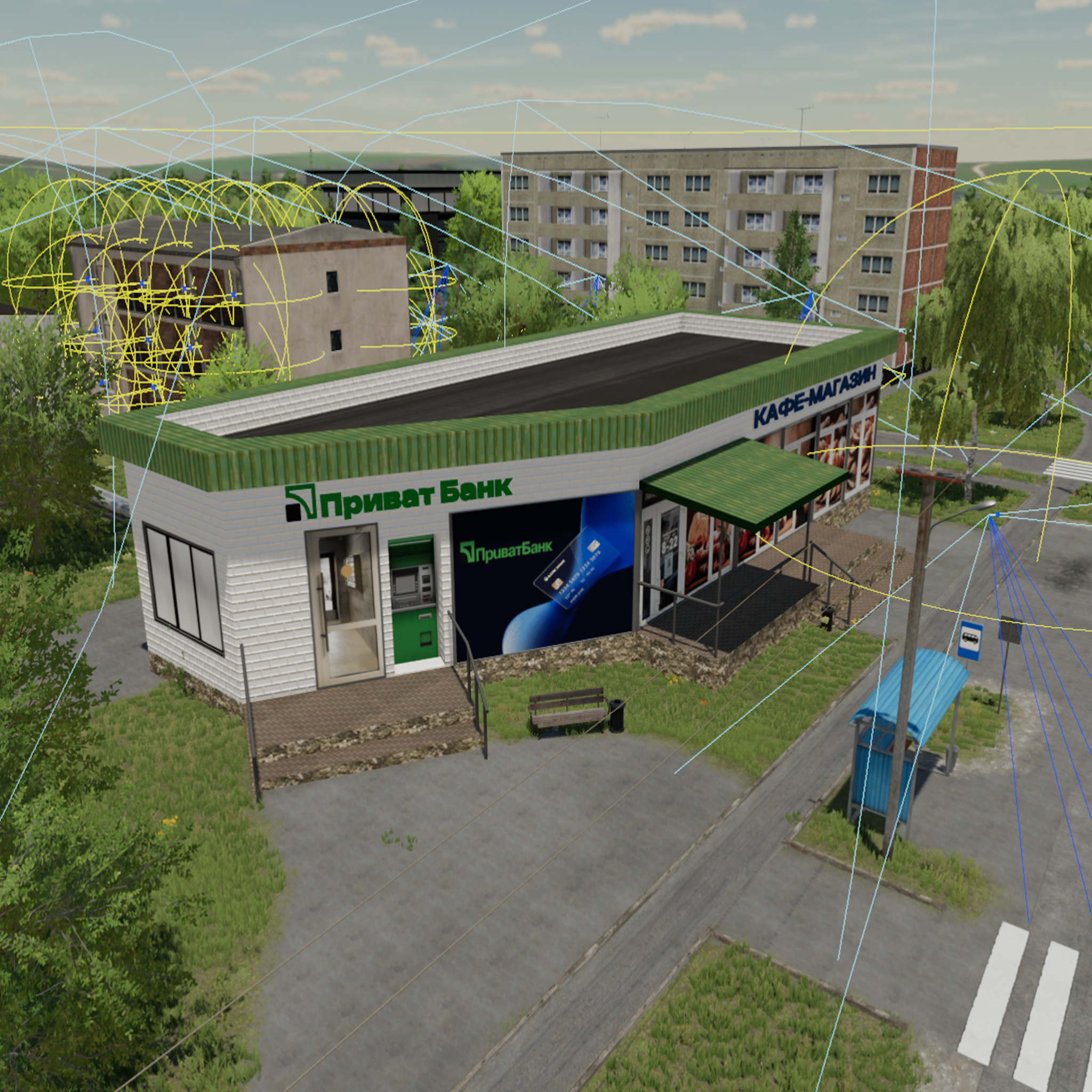 store with a bank branch Low-poly 3D model_4