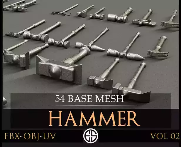 54 Models Of Hammer-Hammer- Cold Weapons-Game Ready Model-Vol 02