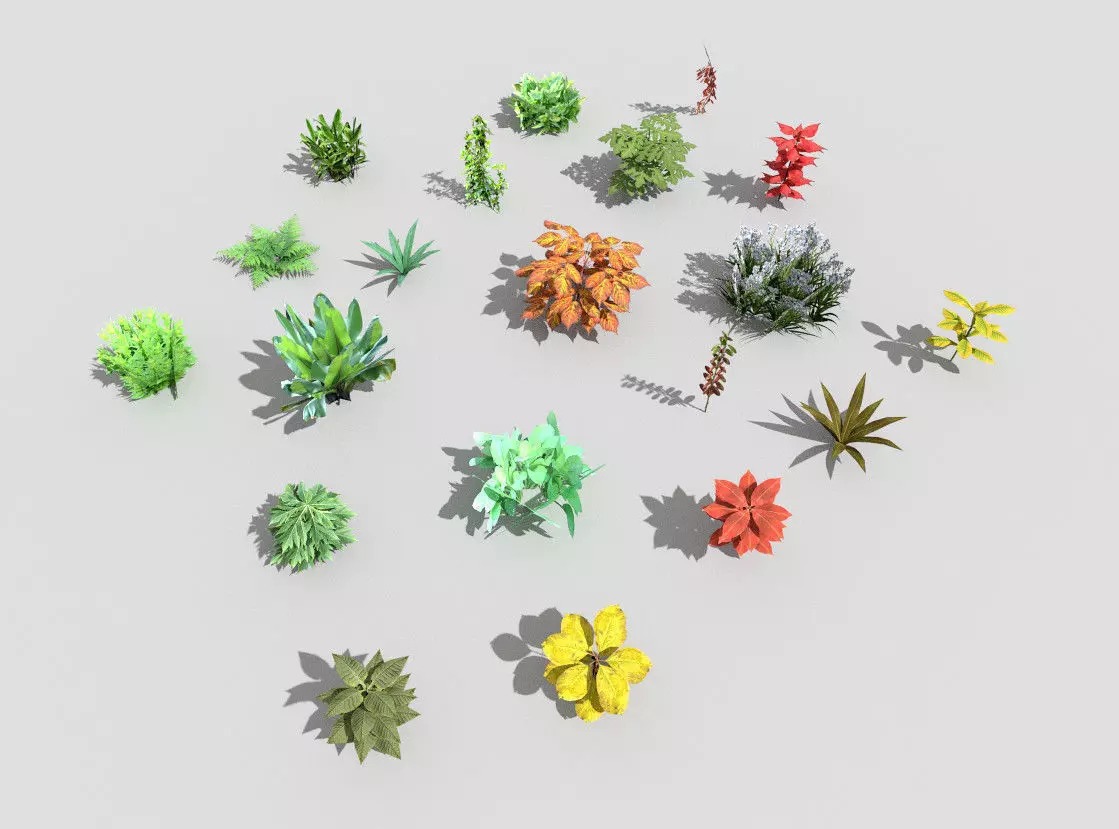 low poly plants collection cactus Low-poly 3D model_0