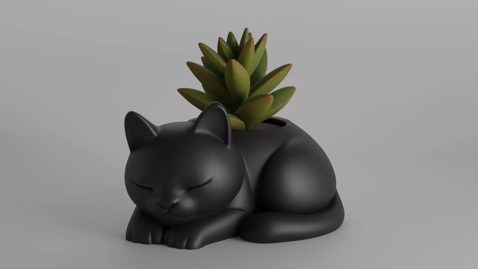 Sleeping Cat Succulent Planter 3D model 3D printable | CGTrader