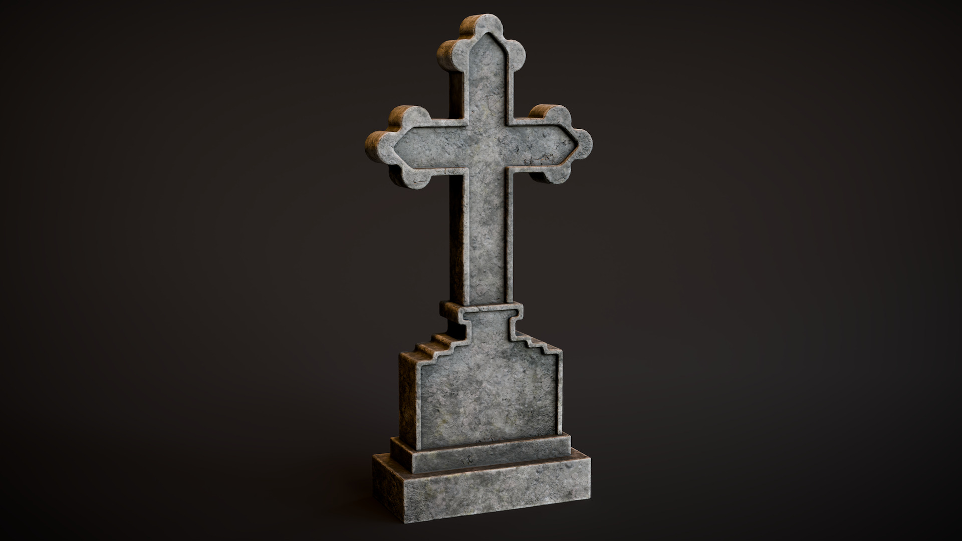 Gothic Cross Tombstone Low-poly 3D model_2