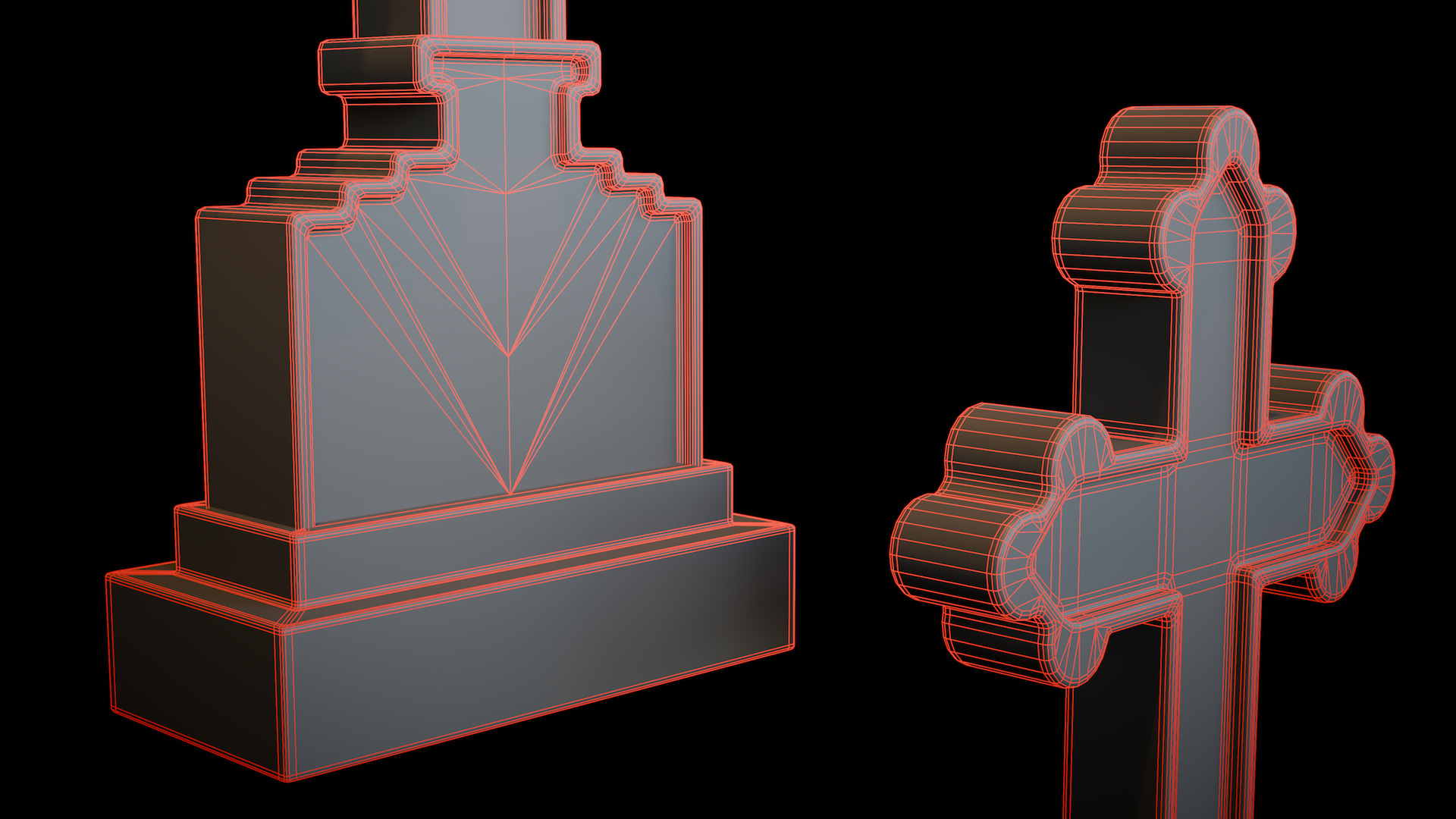 Gothic Cross Tombstone Low-poly 3D model_5