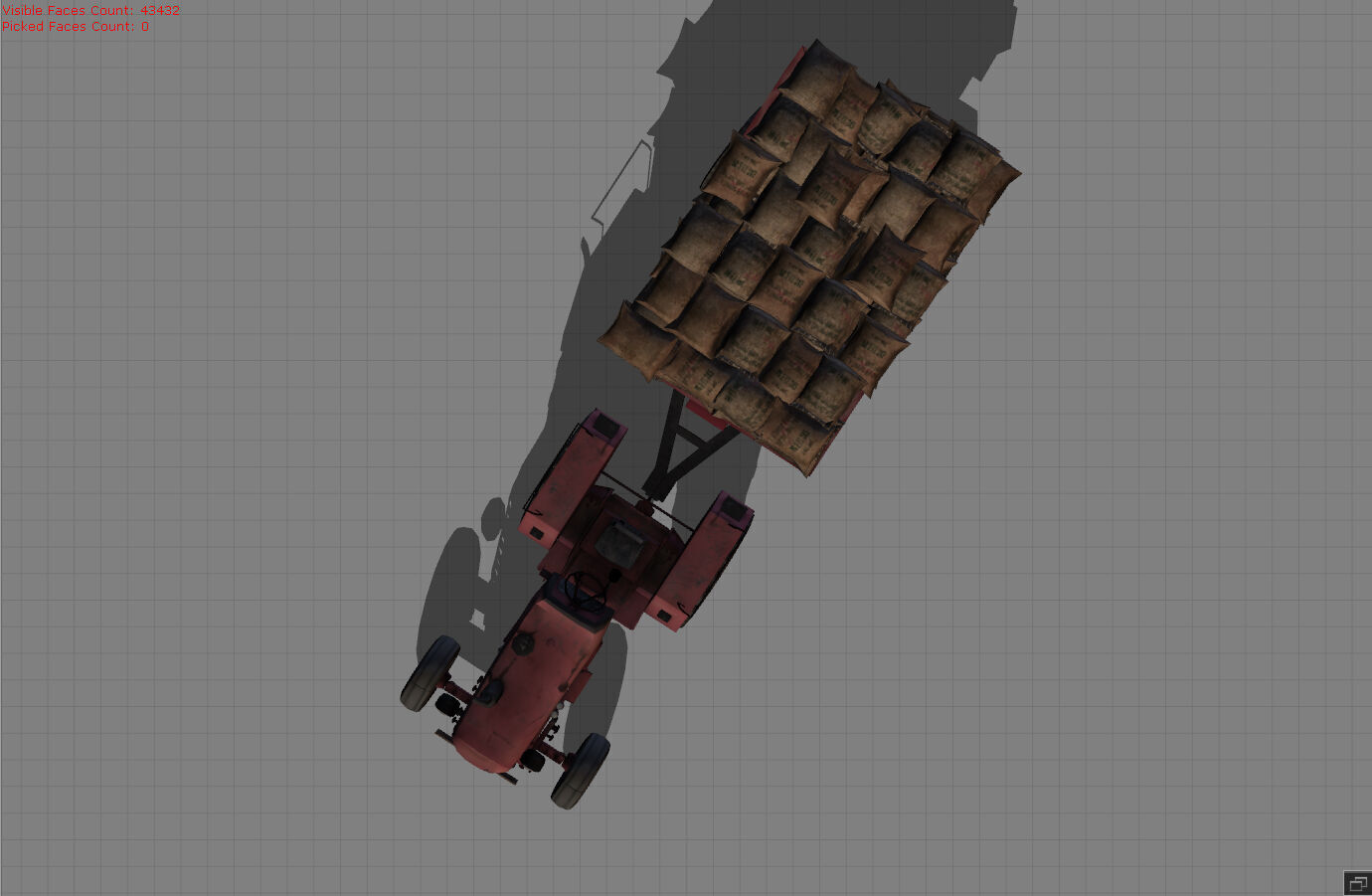 Tractor with bag Low-poly 3D model_4