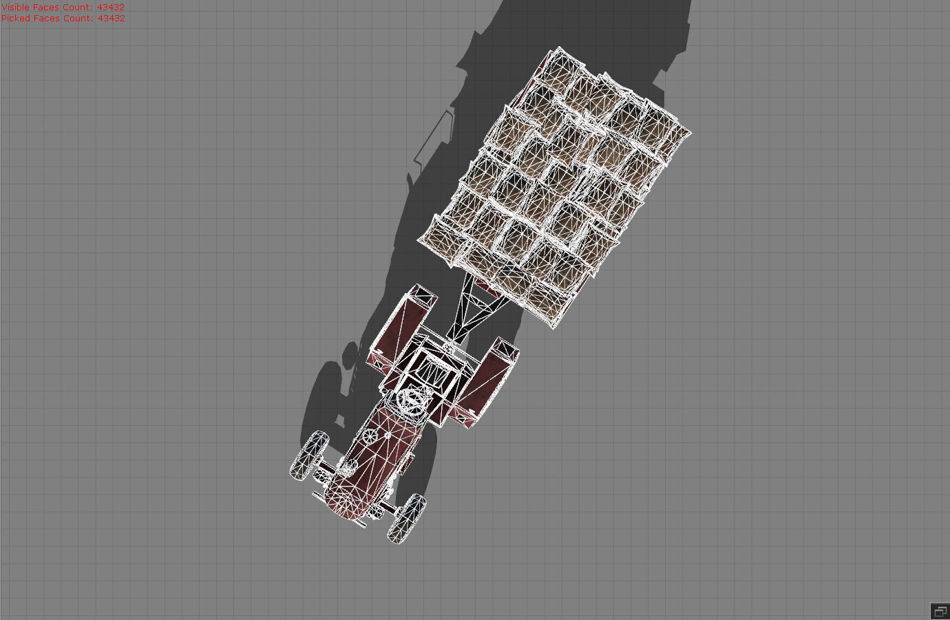 Tractor with bag Low-poly 3D model_9