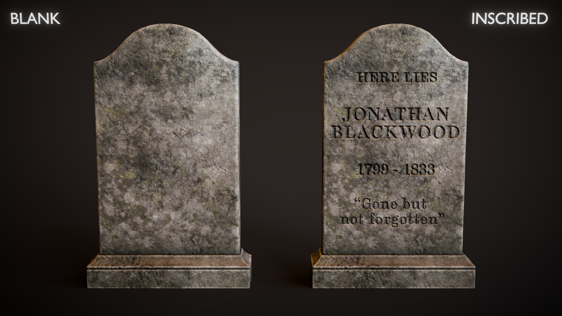 Rounded Shouldered Tombstone Low-poly 3D model_4