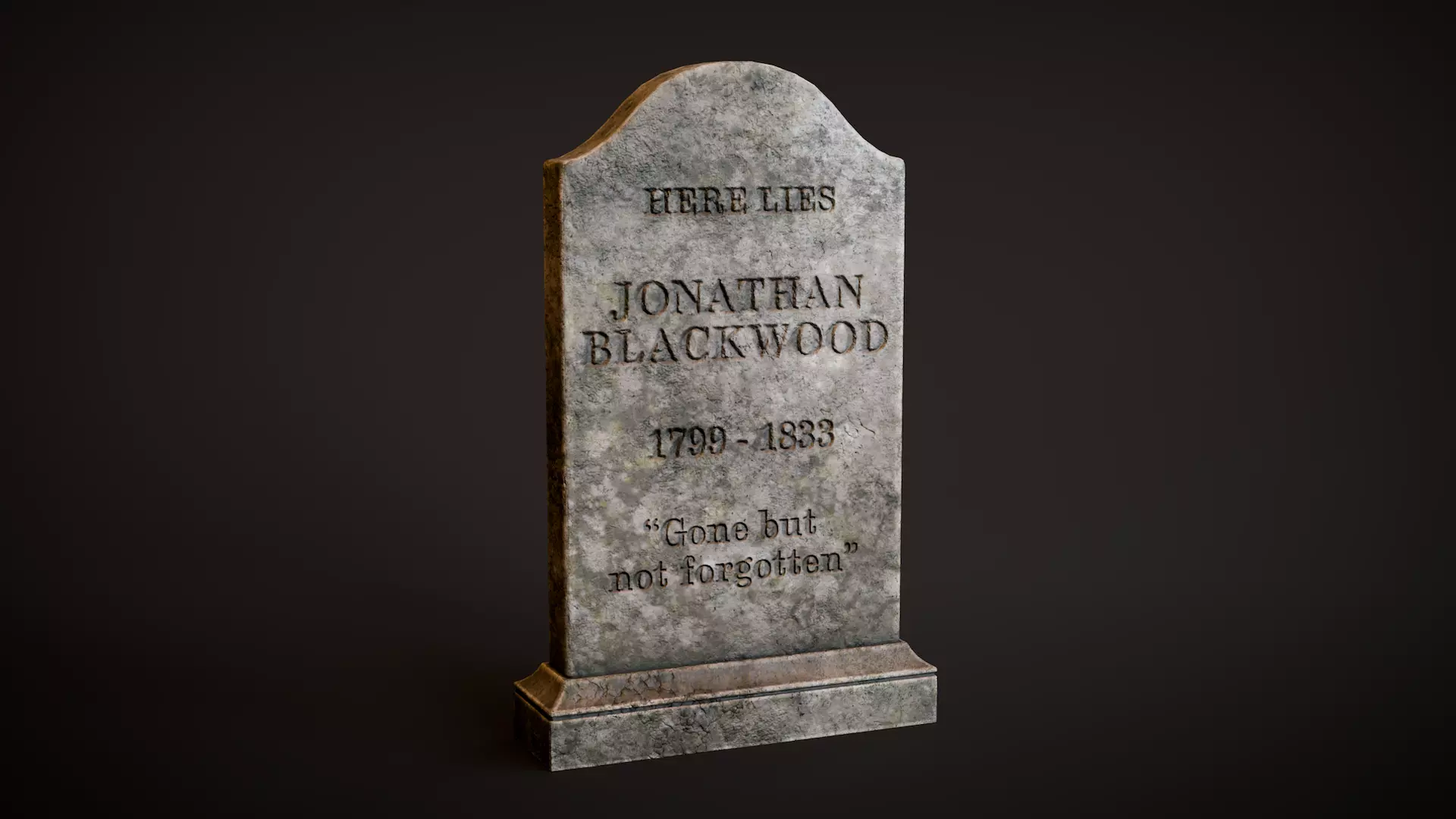 Rounded Shouldered Tombstone Low-poly 3D model_0