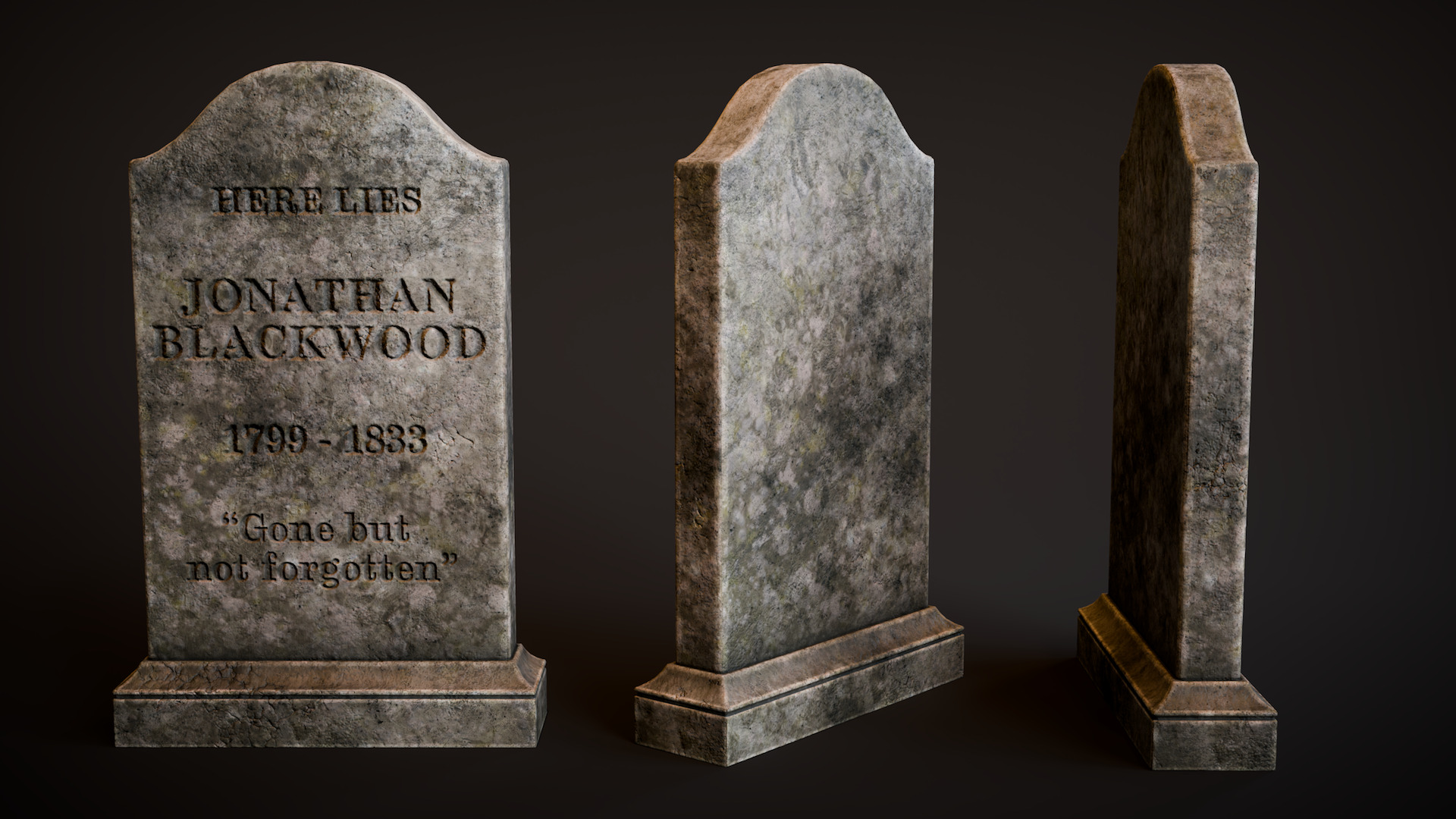 Rounded Shouldered Tombstone Low-poly 3D model_3