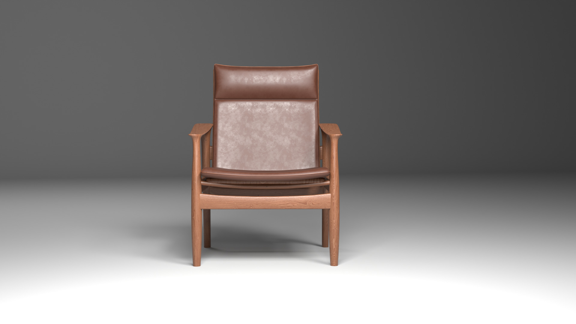 minimalist walnut armchair 3D model 3D model_3