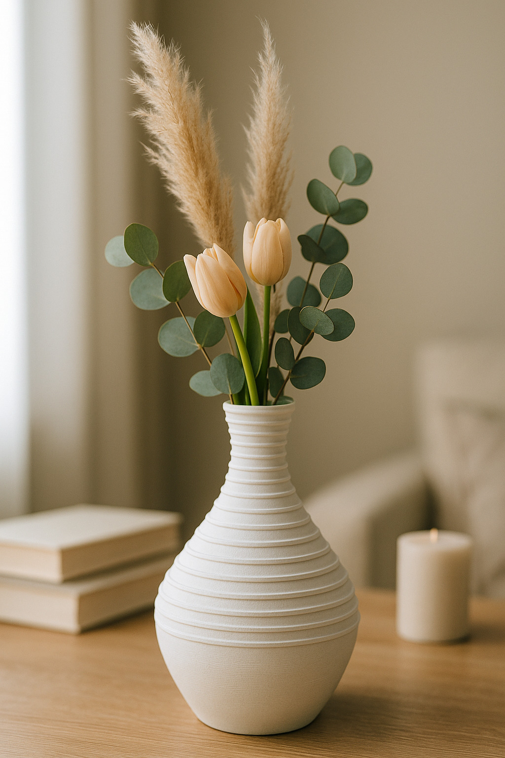 Textured Elegance Printable Vases Set - Commercial Use 3D print model_3