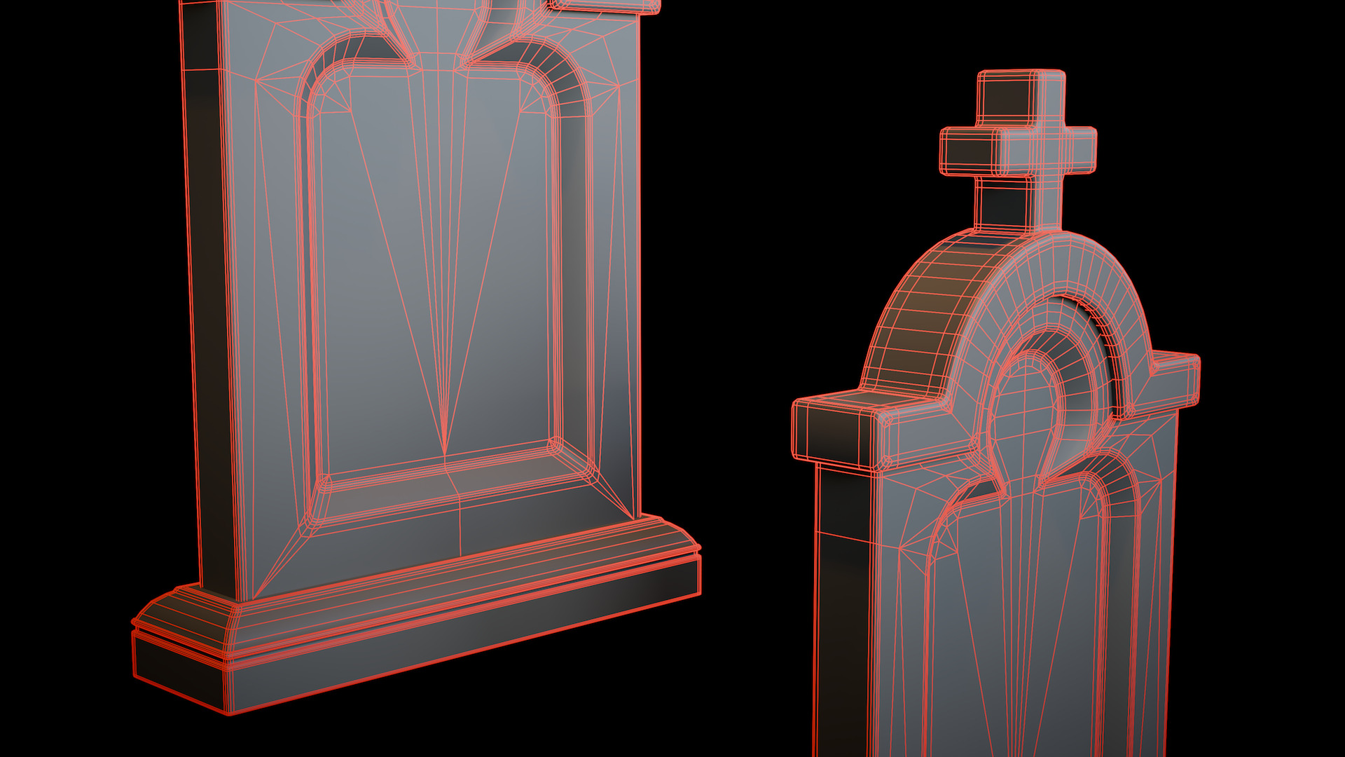 Stepped Arch Tombstone Low-poly 3D model_5