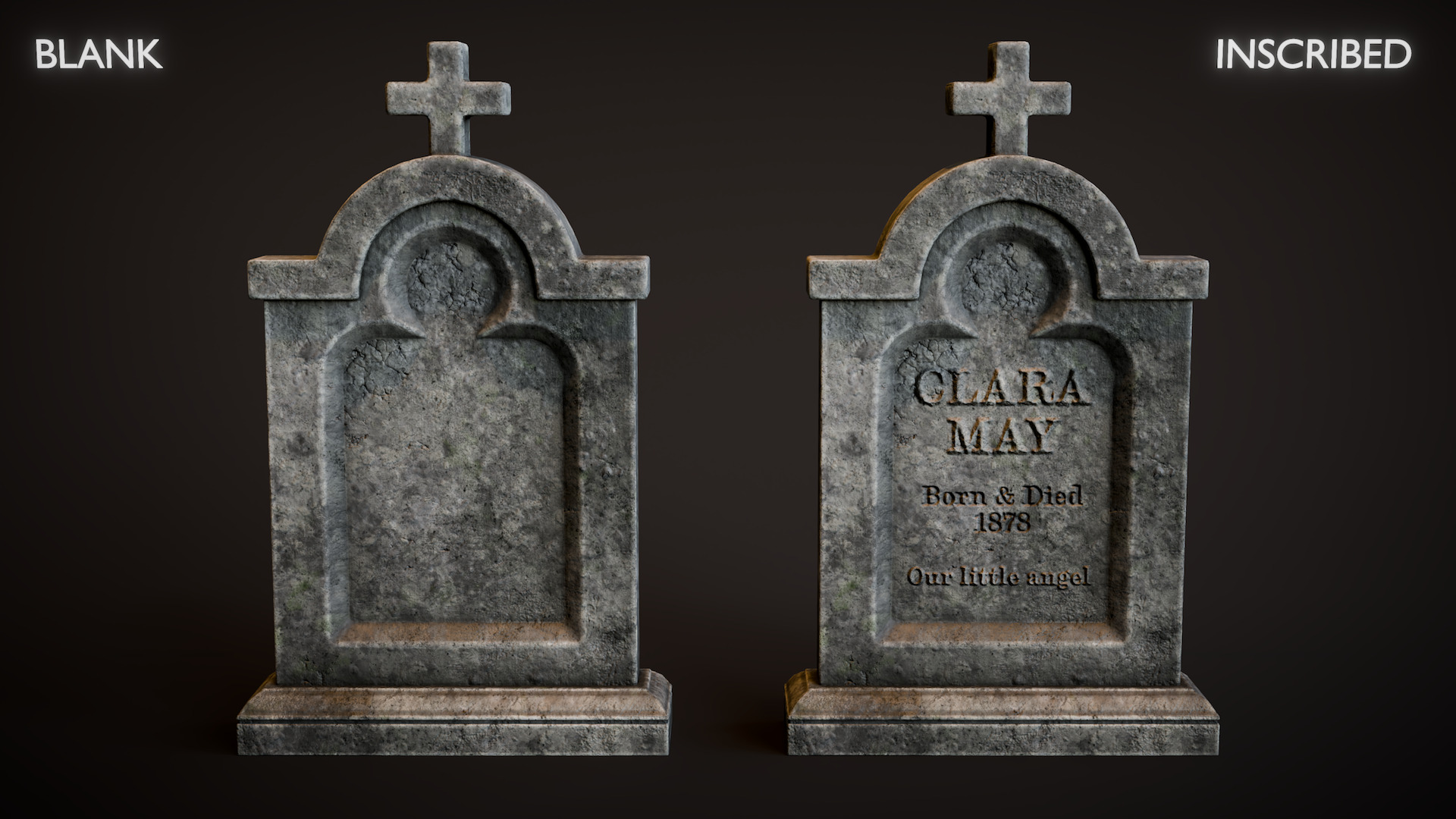 Stepped Arch Tombstone Low-poly 3D model_4
