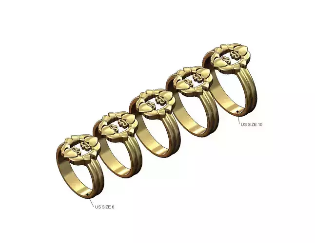 Mirrored Claddagh heart crown fashion ring US sizes 6to10