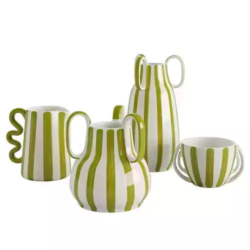 Bambini Green Stripe Vase Collection