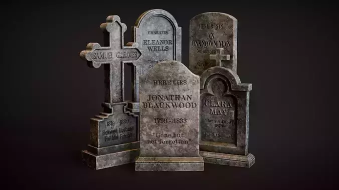 Old Tombstone Set 3D Model Collection