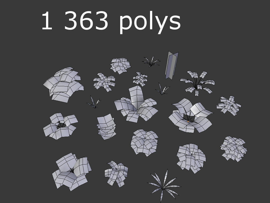 low poly plants collection group of in circle Low-poly 3D model_3