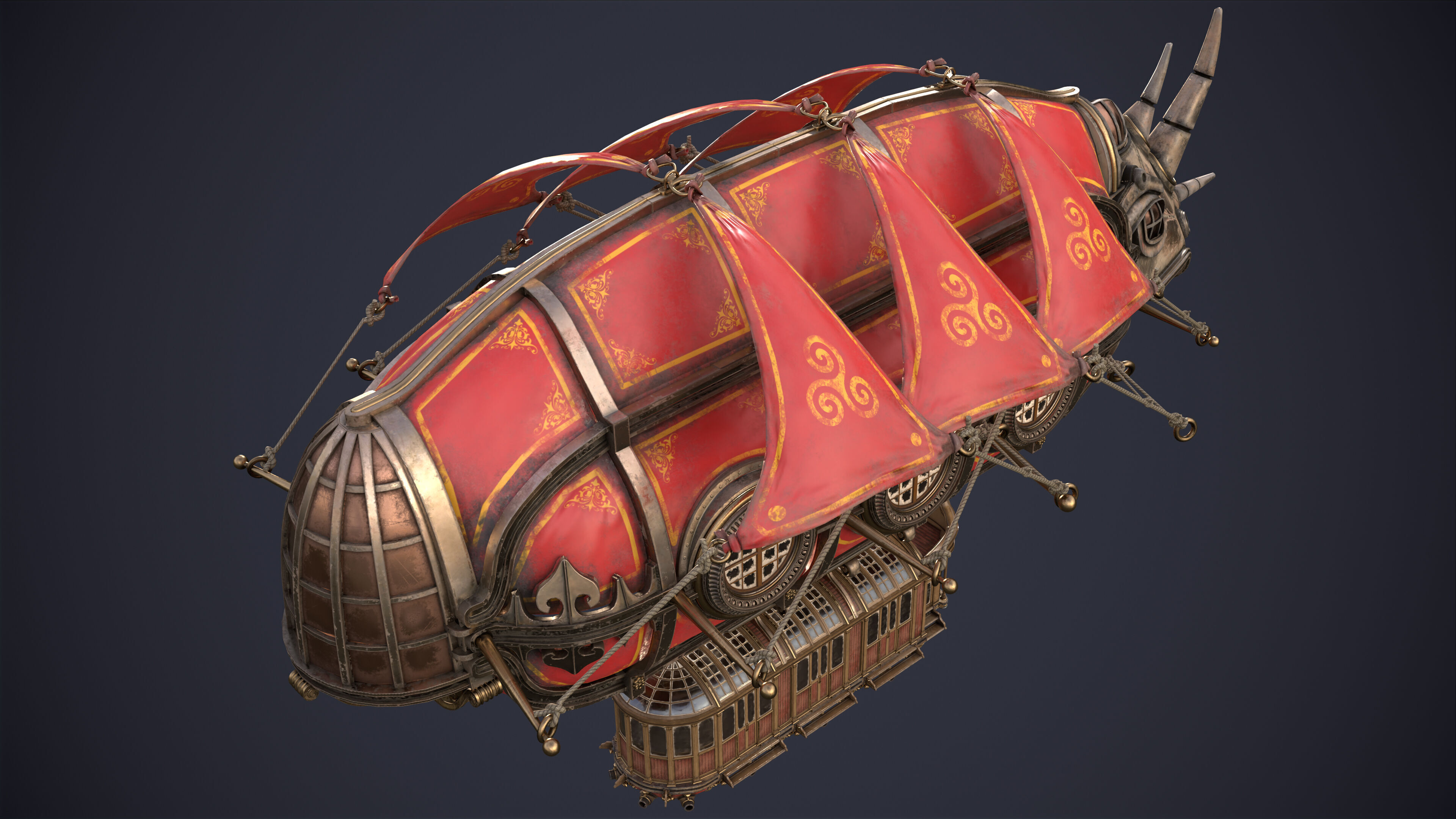 Airship Steampunk Rhinoceros 3D model_5