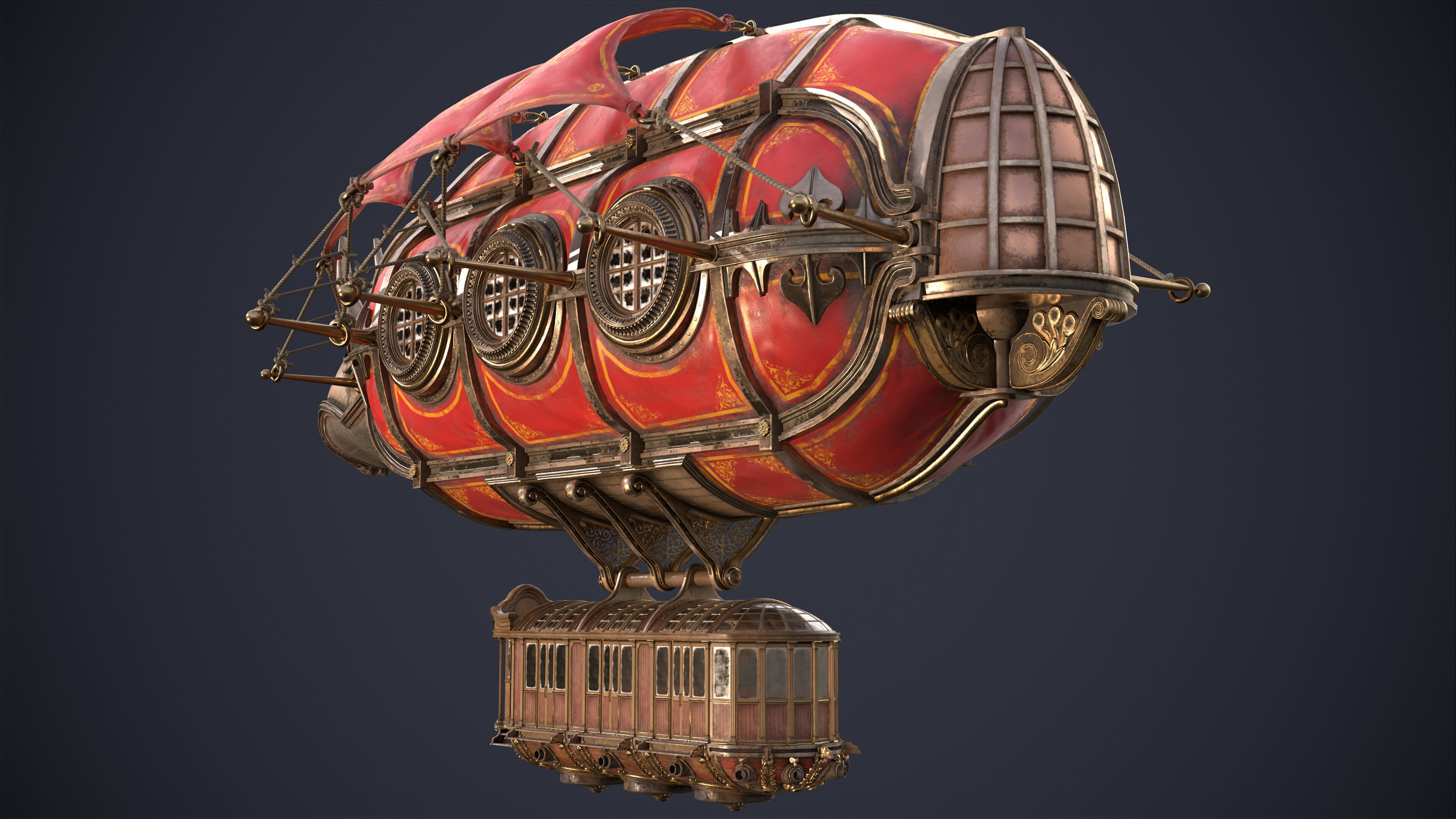 Airship Steampunk Rhinoceros 3D model_4