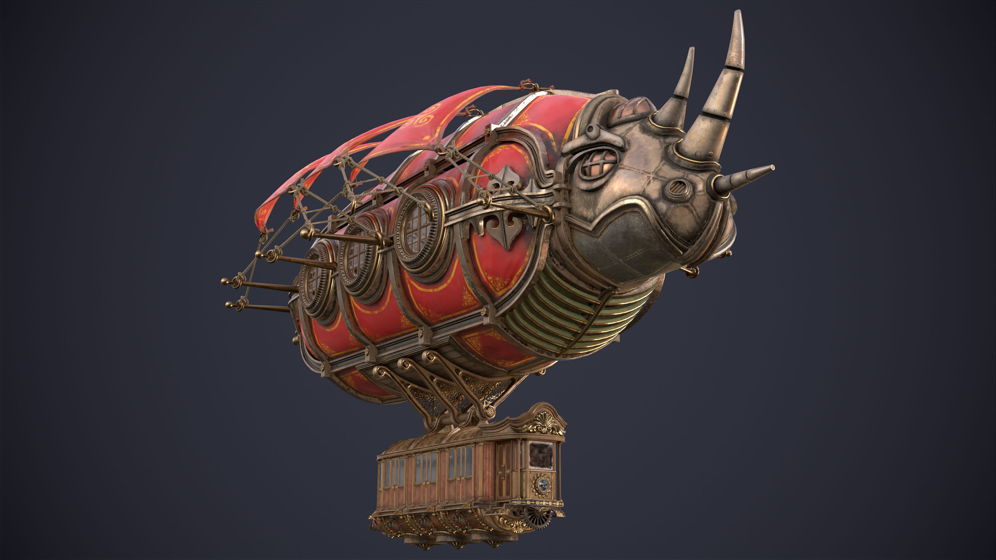 Airship Steampunk Rhinoceros 3D model_6