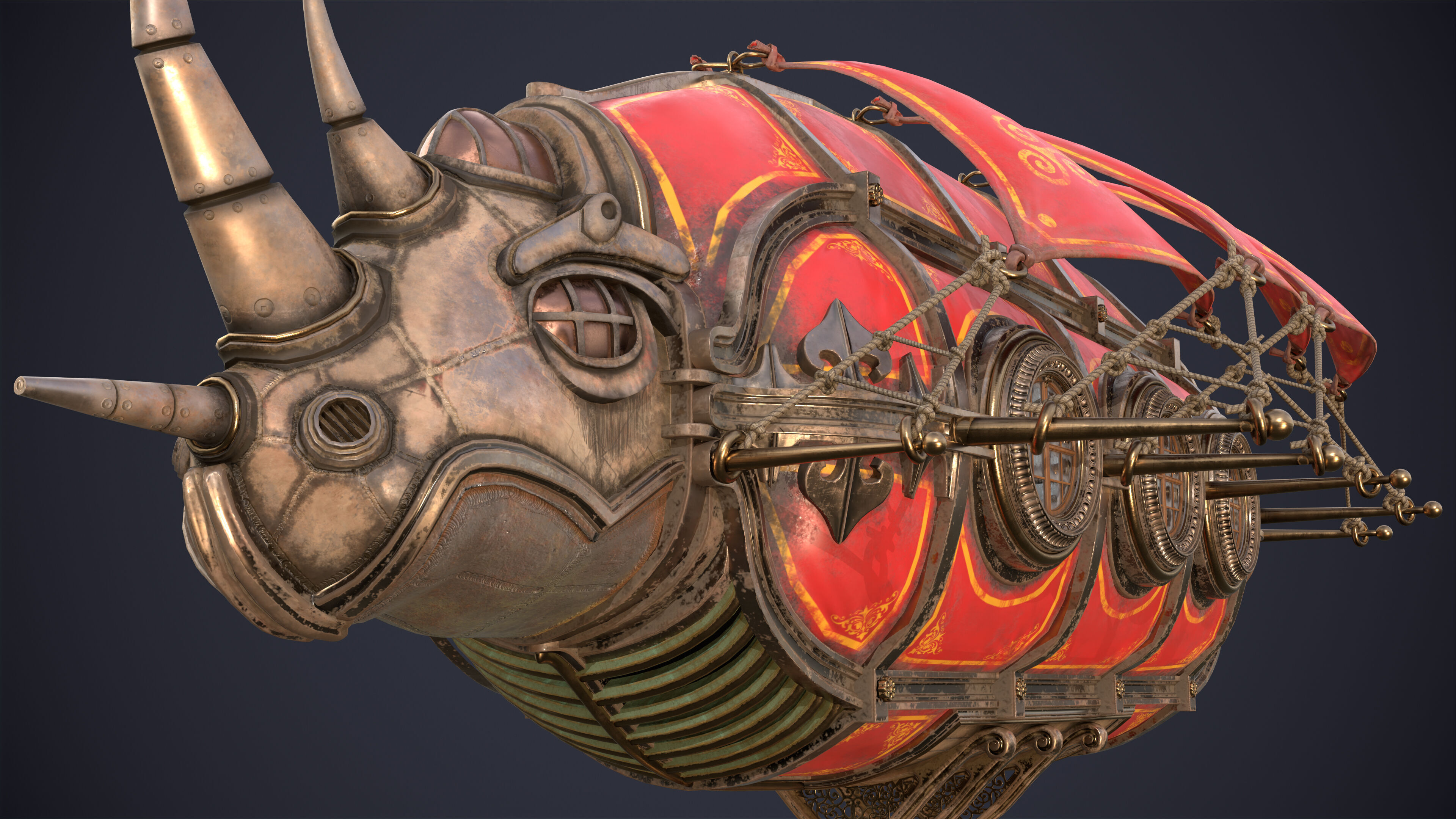Airship Steampunk Rhinoceros 3D model_12