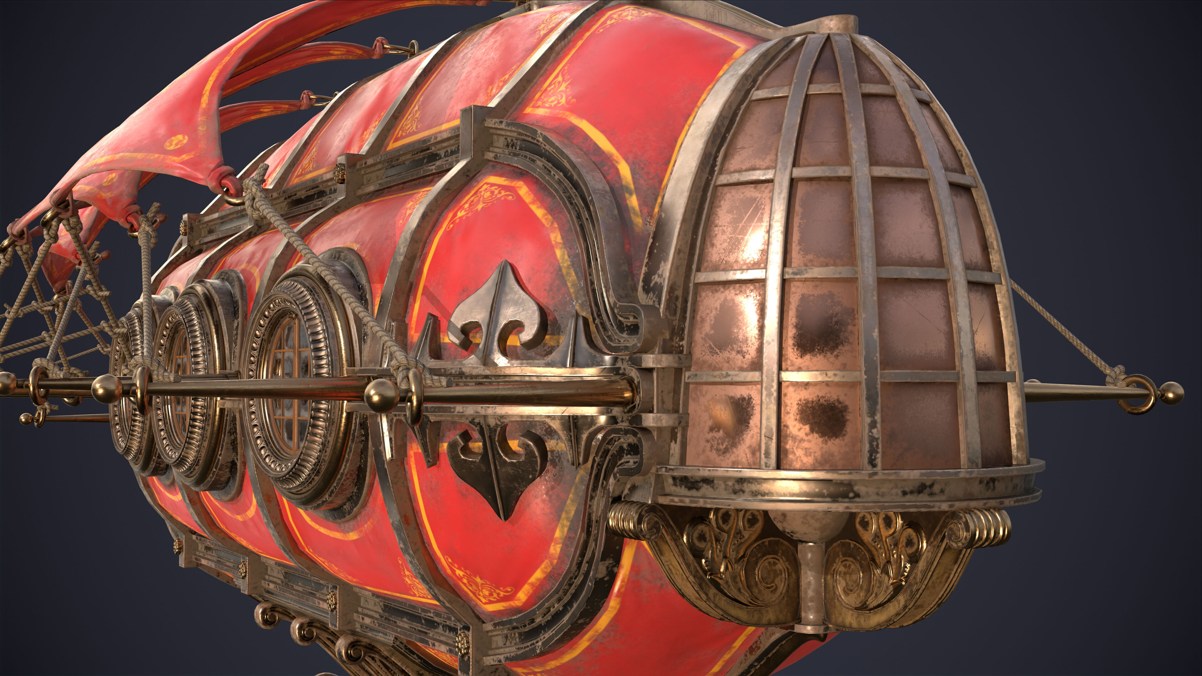 Airship Steampunk Rhinoceros 3D model_14