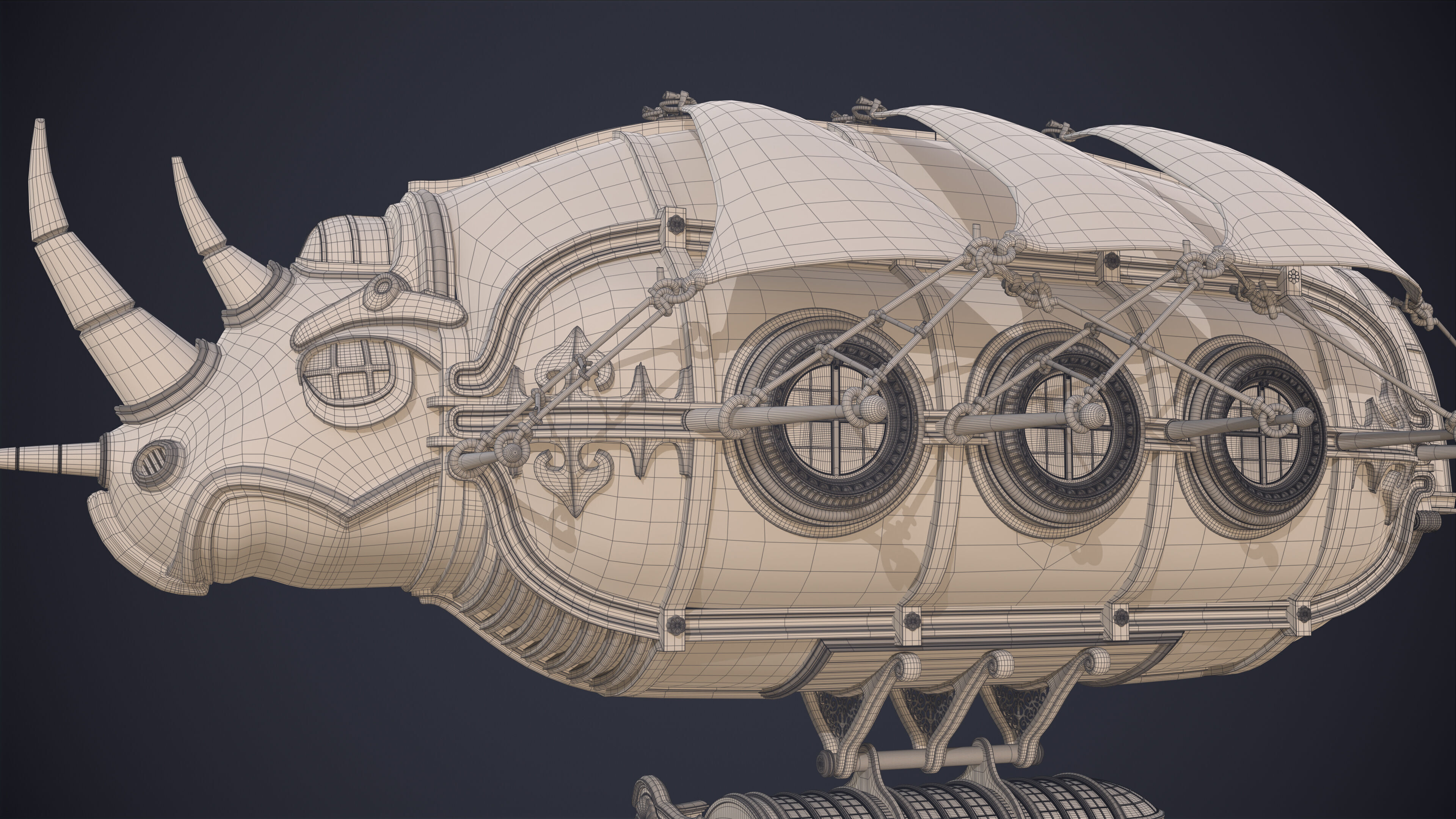 Airship Steampunk Rhinoceros 3D model_19