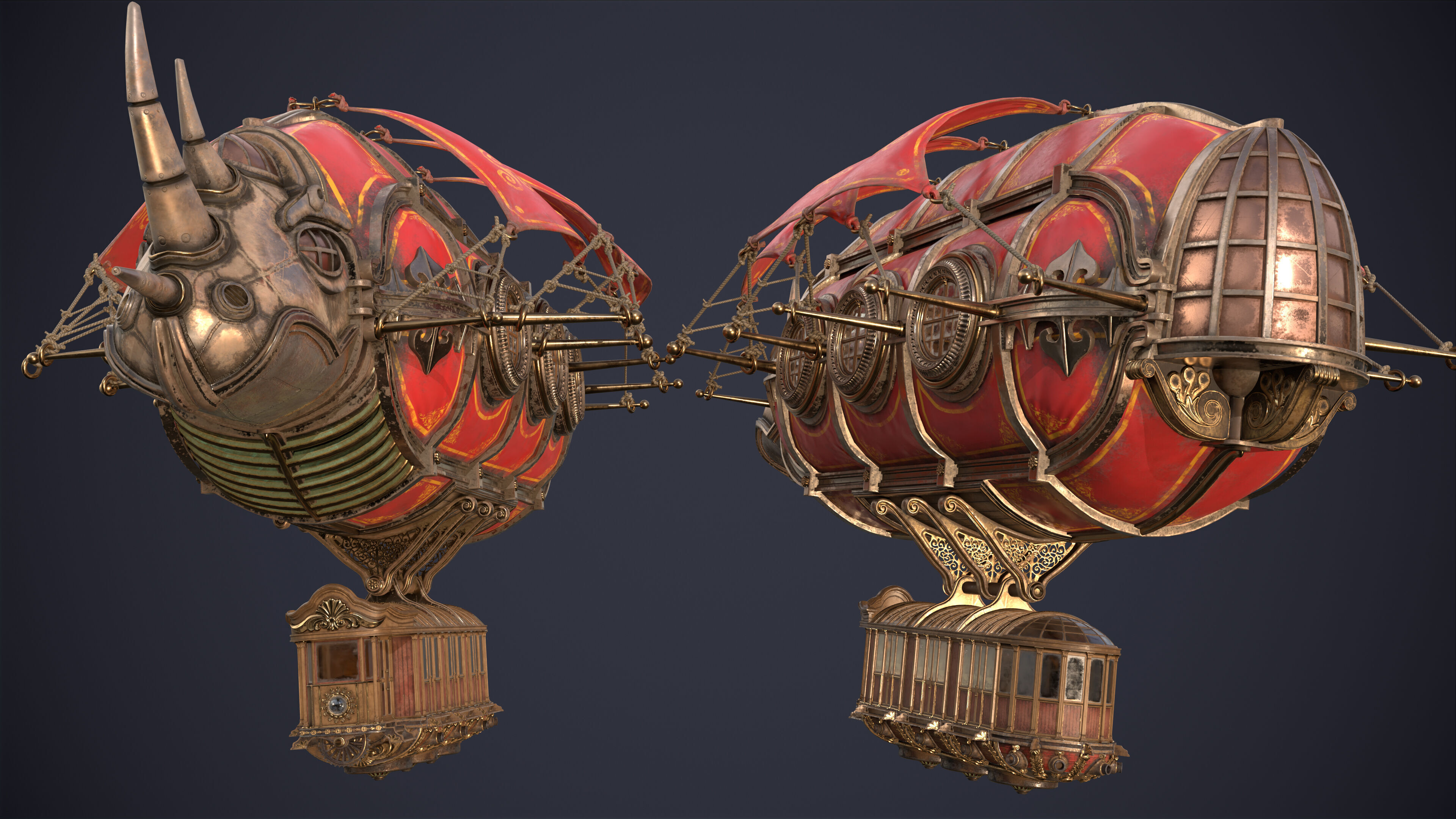 Airship Steampunk Rhinoceros 3D model_1