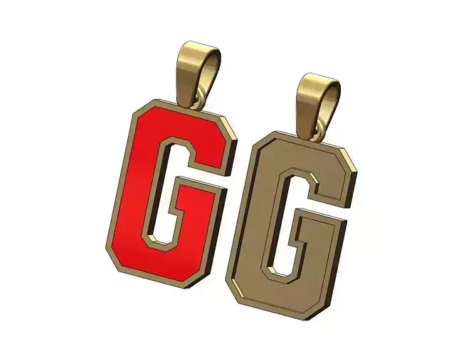 G enamel varsity letter sports letterman jersey pendant charm 3D print model