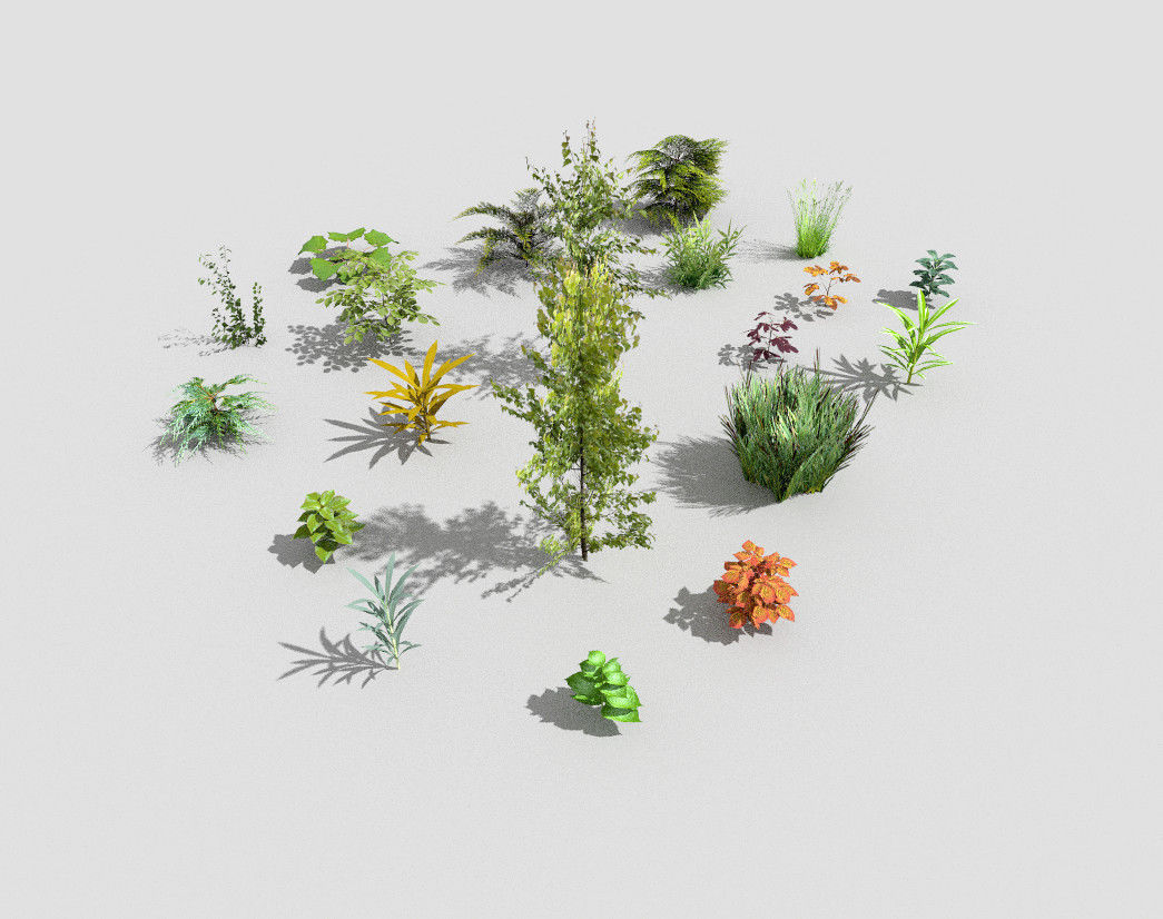low poly plants collection and trees Low-poly 3D model_3
