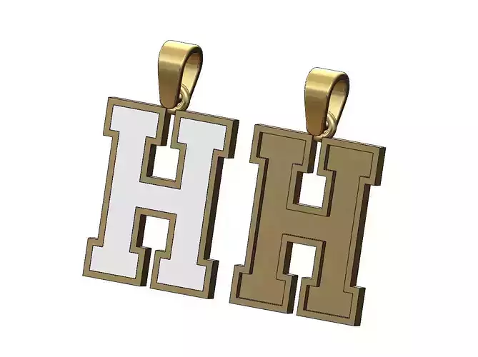 H enamel varsity letter sports letterman jersey pendant charm