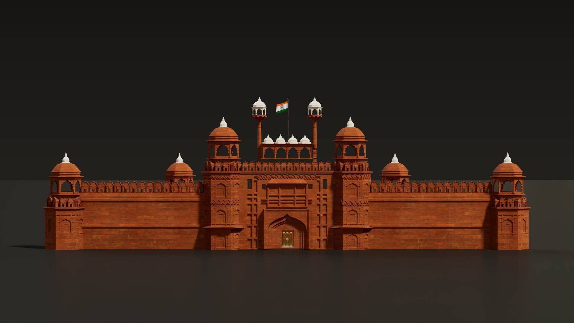 Red Fort of Delhi India 3D model_7