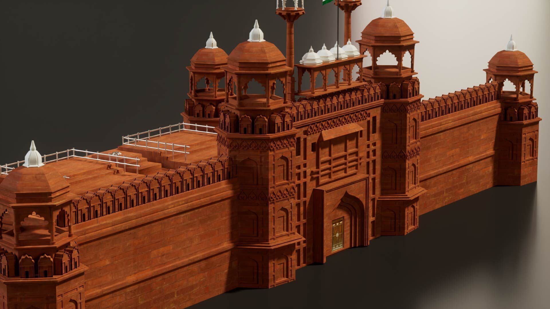 Red Fort of Delhi India 3D model_3