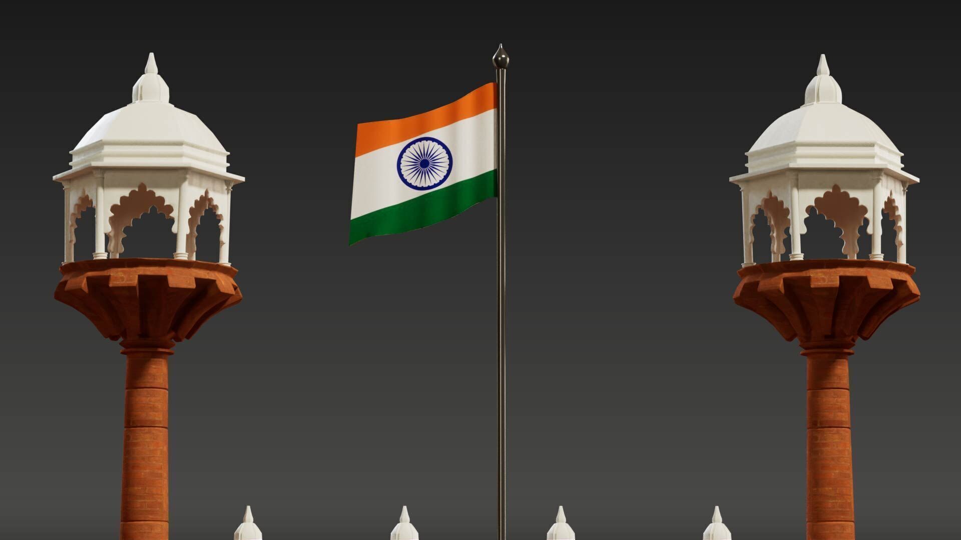 Red Fort of Delhi India 3D model_1