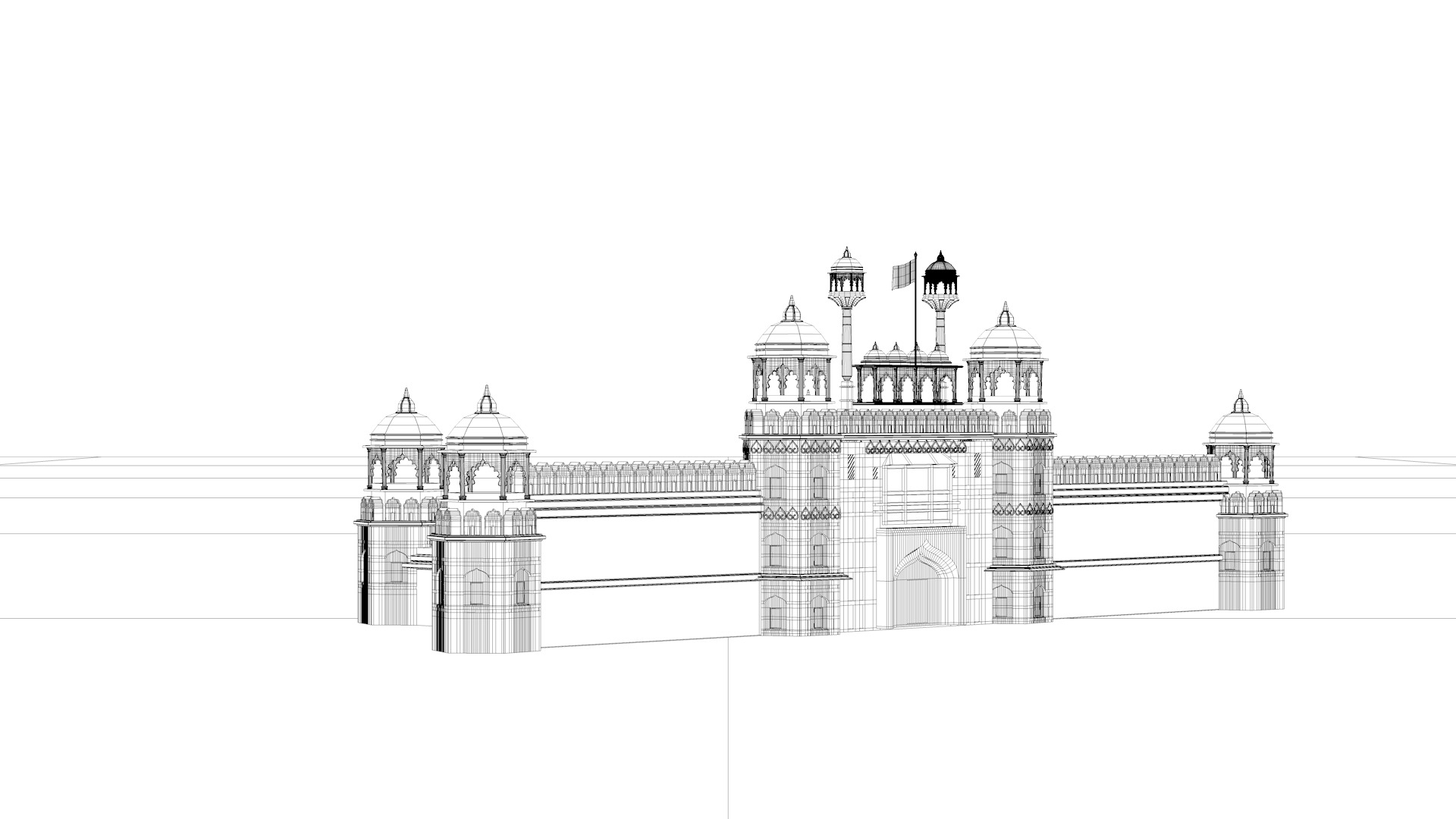 Red Fort of Delhi India 3D model_9