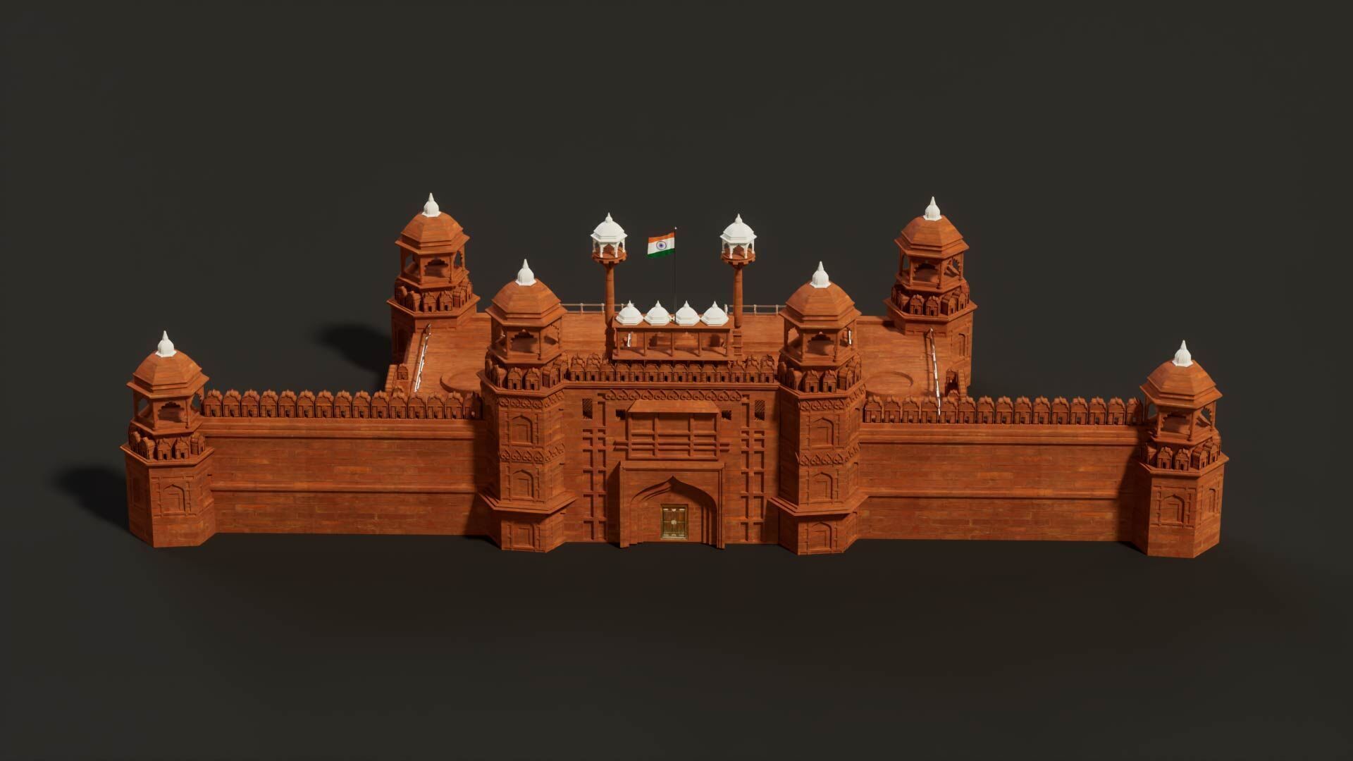 Red Fort of Delhi India 3D model_6